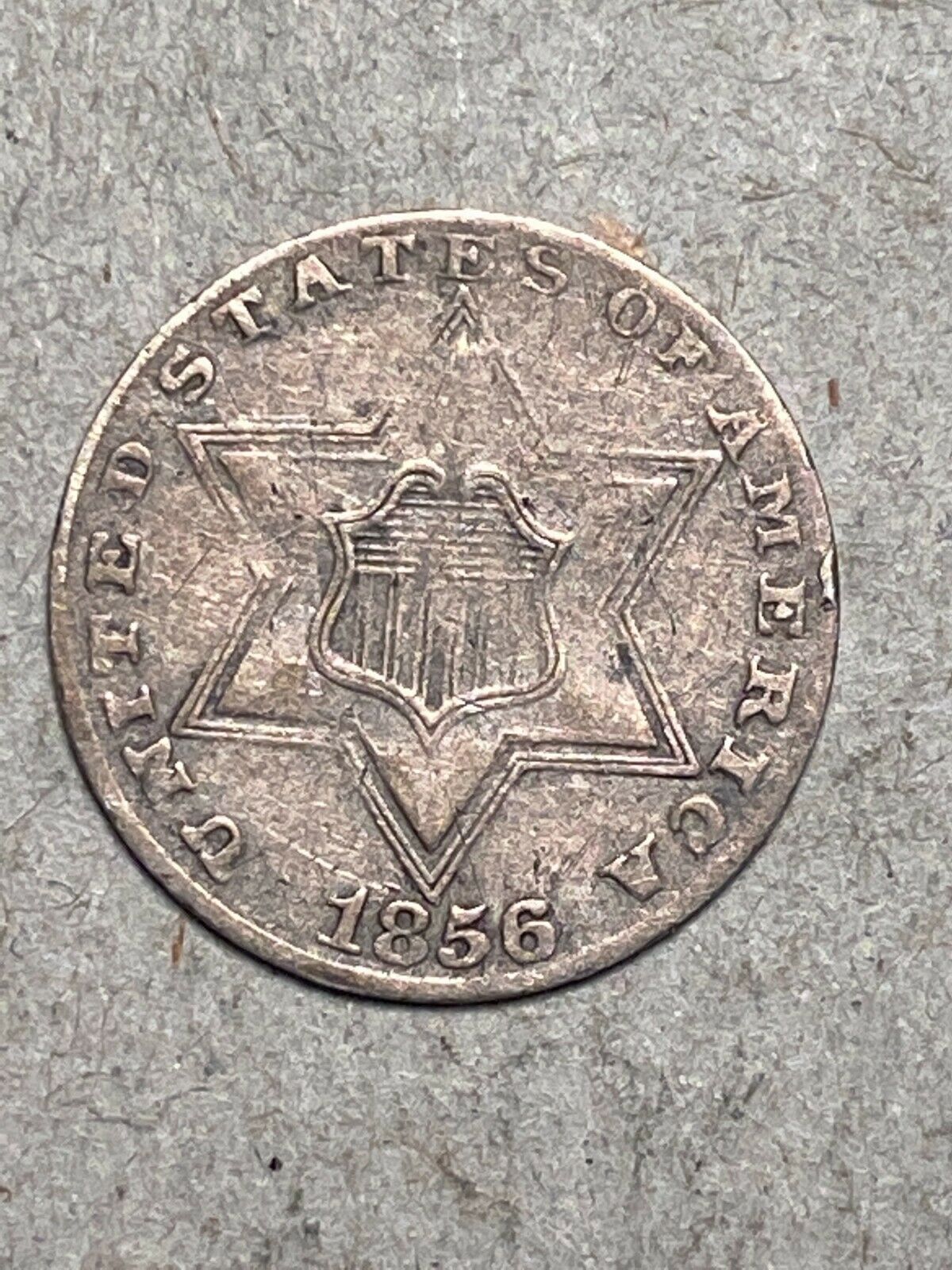 1856 Silver 3 Cent Piece Vf