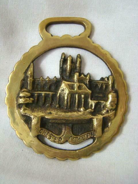 Vintage Solid Brass Horse Harness Medallion Tack Chester Cathedral Rosette