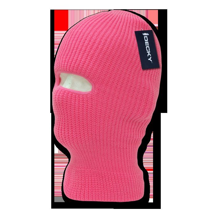 Florescent Neon Hot Pink 1 One Hole Knit Face Mask Stocking Cap Kids Girls