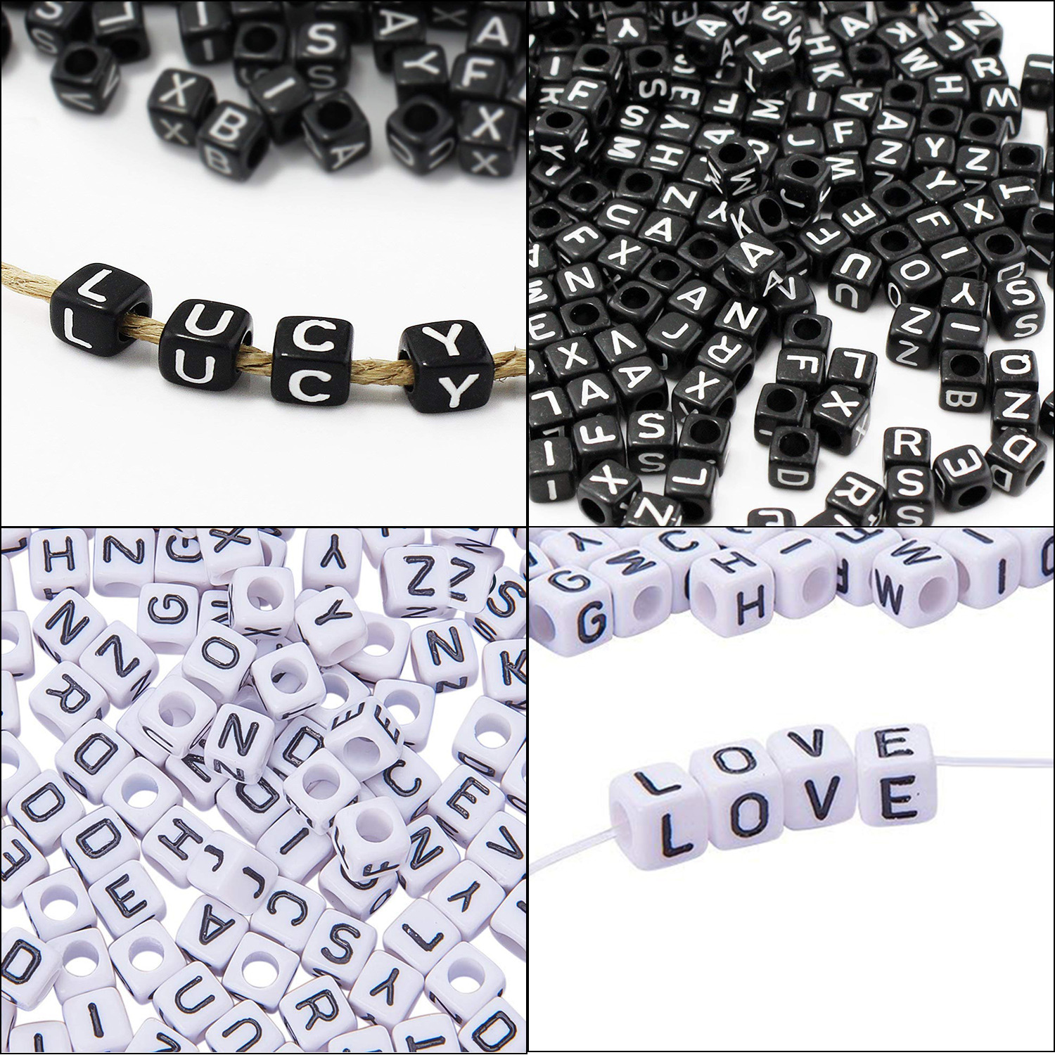 6mm Cube Alphabet Beads Acrylic Square Letter A-z For Jewellery Making Keychains