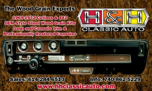 1970 1971 1972 Cutlass 442 3 Piece Wood Grain Dash Kit Steel Backed! Oem Quality