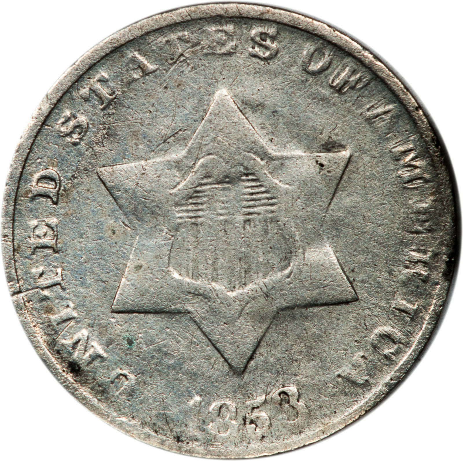 1853 Three Cent Silver - Vf - Very Fine (3667.q1567)