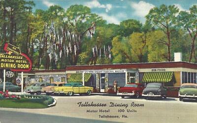 Fl - Tallahassee Dining Room Vintage Postcard Old Autos Cars Diners Restaurant