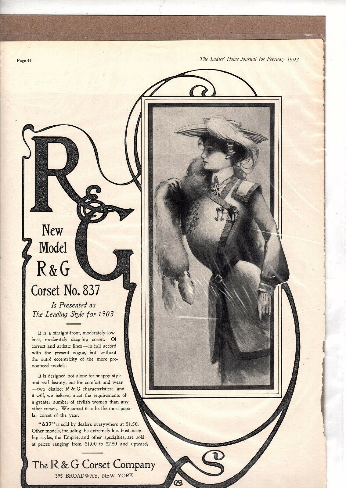 1903 R&g Corset Fashion Woman Illustration Vintage Print Ad