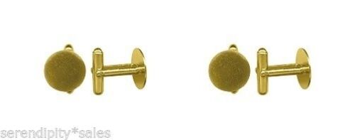Lot Of 24 Cuff Links Blanks Gold 10mm Flat Pad To Glue Findings Cufflinks (12 Pr