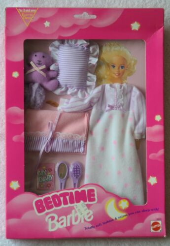 Vintage 1994 Mattel Barbie Bedtime Soft Doll Fashion & Extras To Sleep With Nrfb