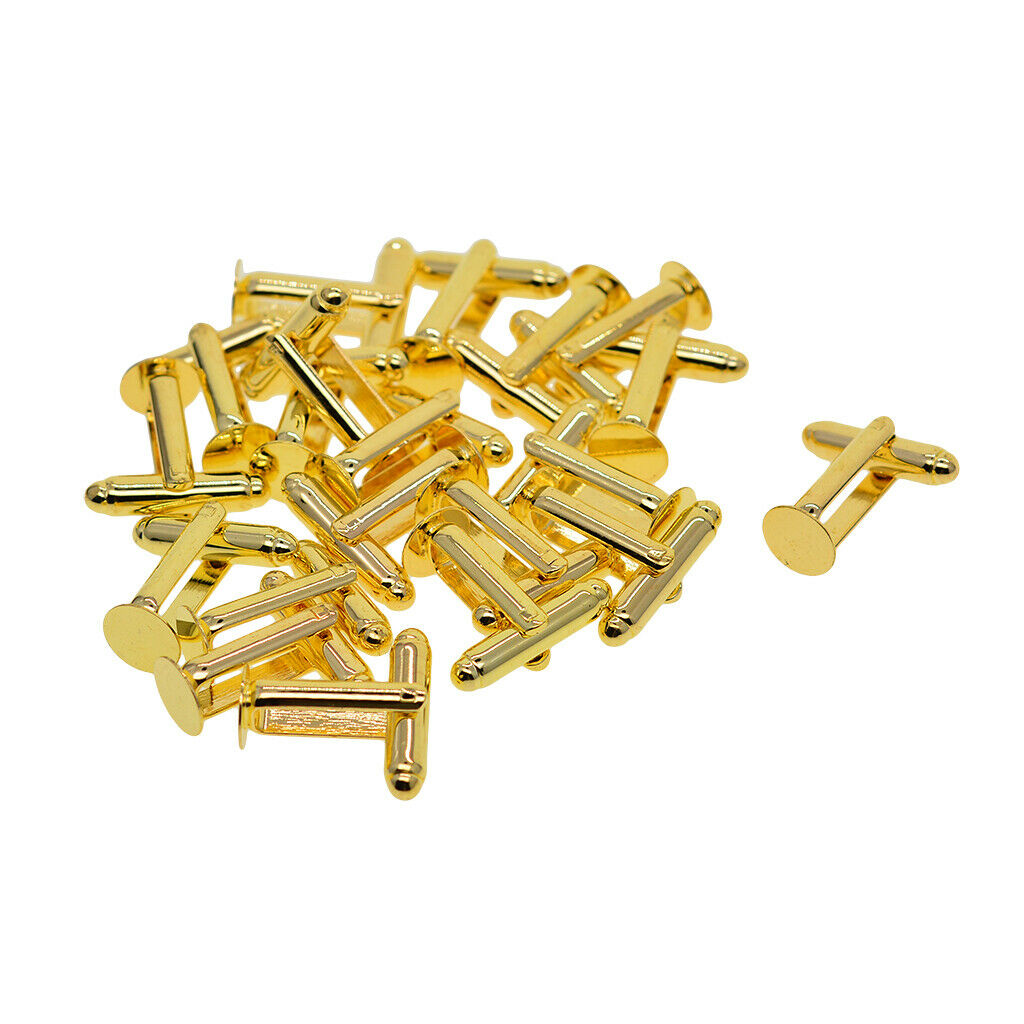 20x Brass Cufflink Blanks Round Flat Pad 8mm Cabochon Settings Findings Gold