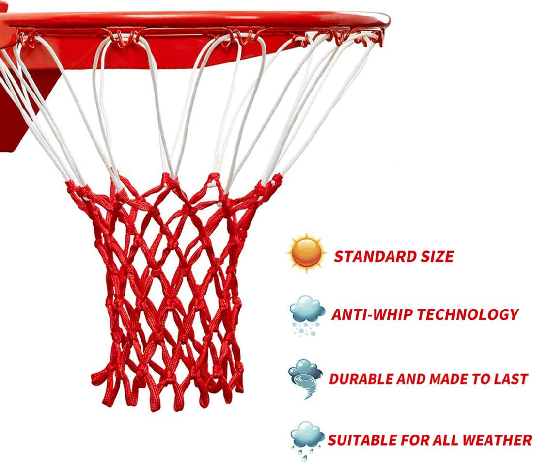 Ultra Heavy Duty Basketball Net - Fits Indoor Or Outdoor Rims - Red & White