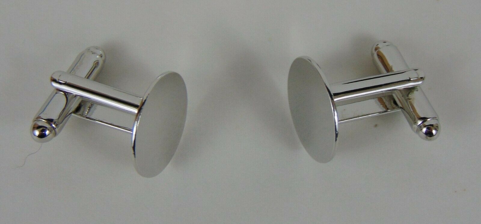 24 Silver Metal Cuff Links Findings Blank 15mm Round Flat Glueable Pad  12 Pairs