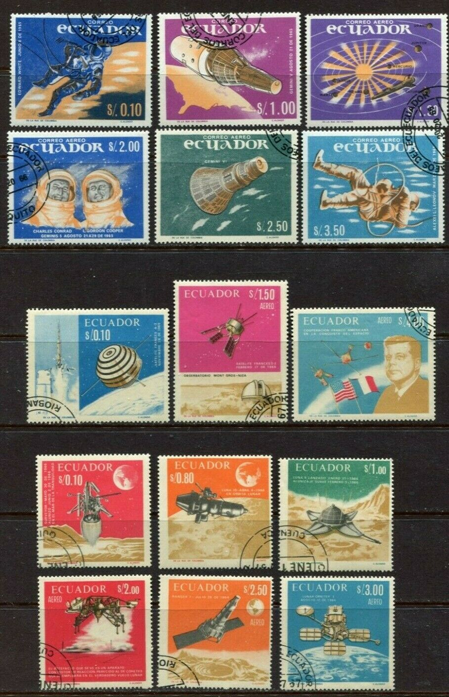 Ecuador 1966, Space Exploration, Scott 748-748e,749-749e,756-756b,758-758e. Used