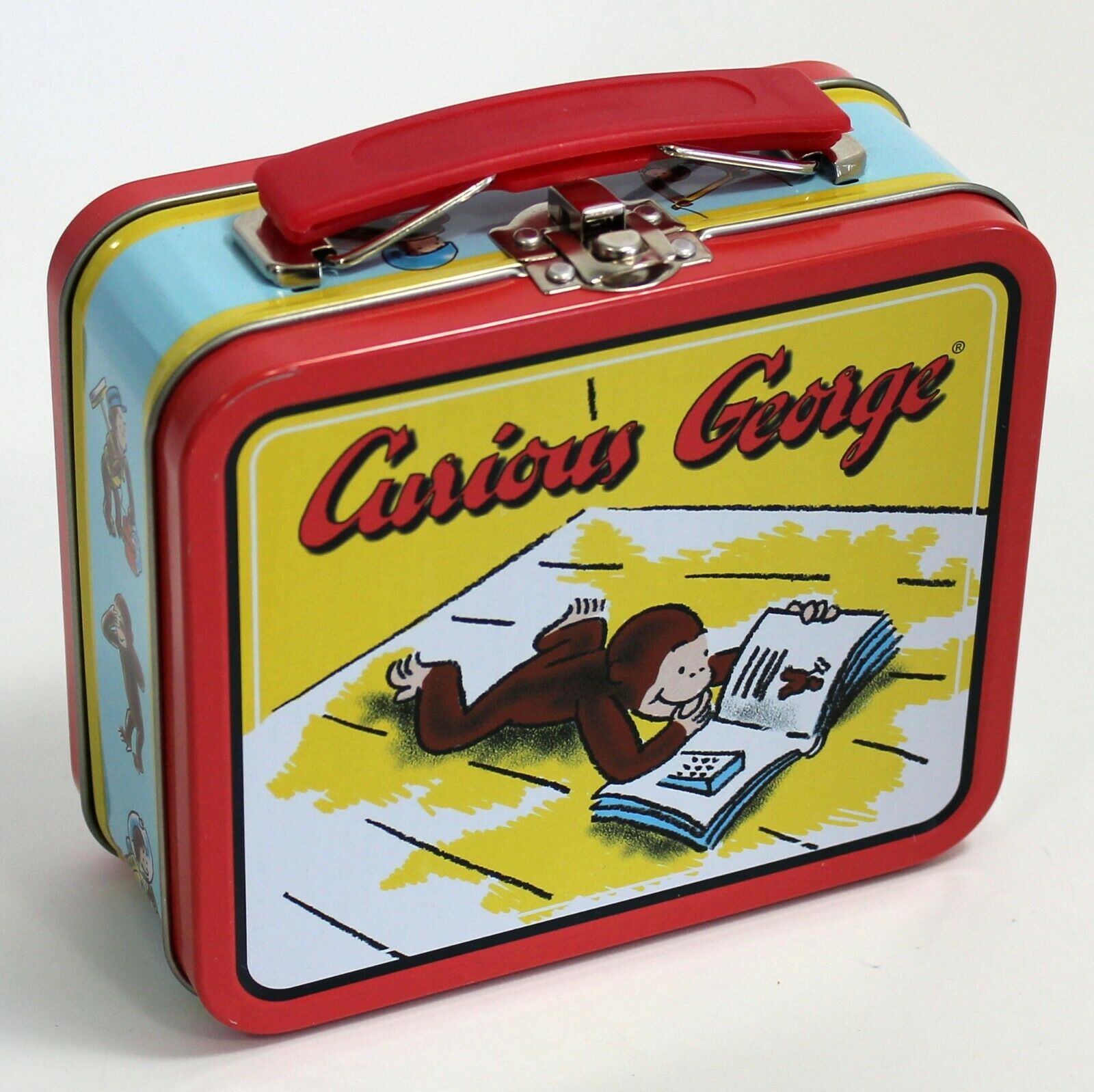 Curious George Mini Lunch Box, Metal, Reading A Book, Universal Studios, 5.5x4.5