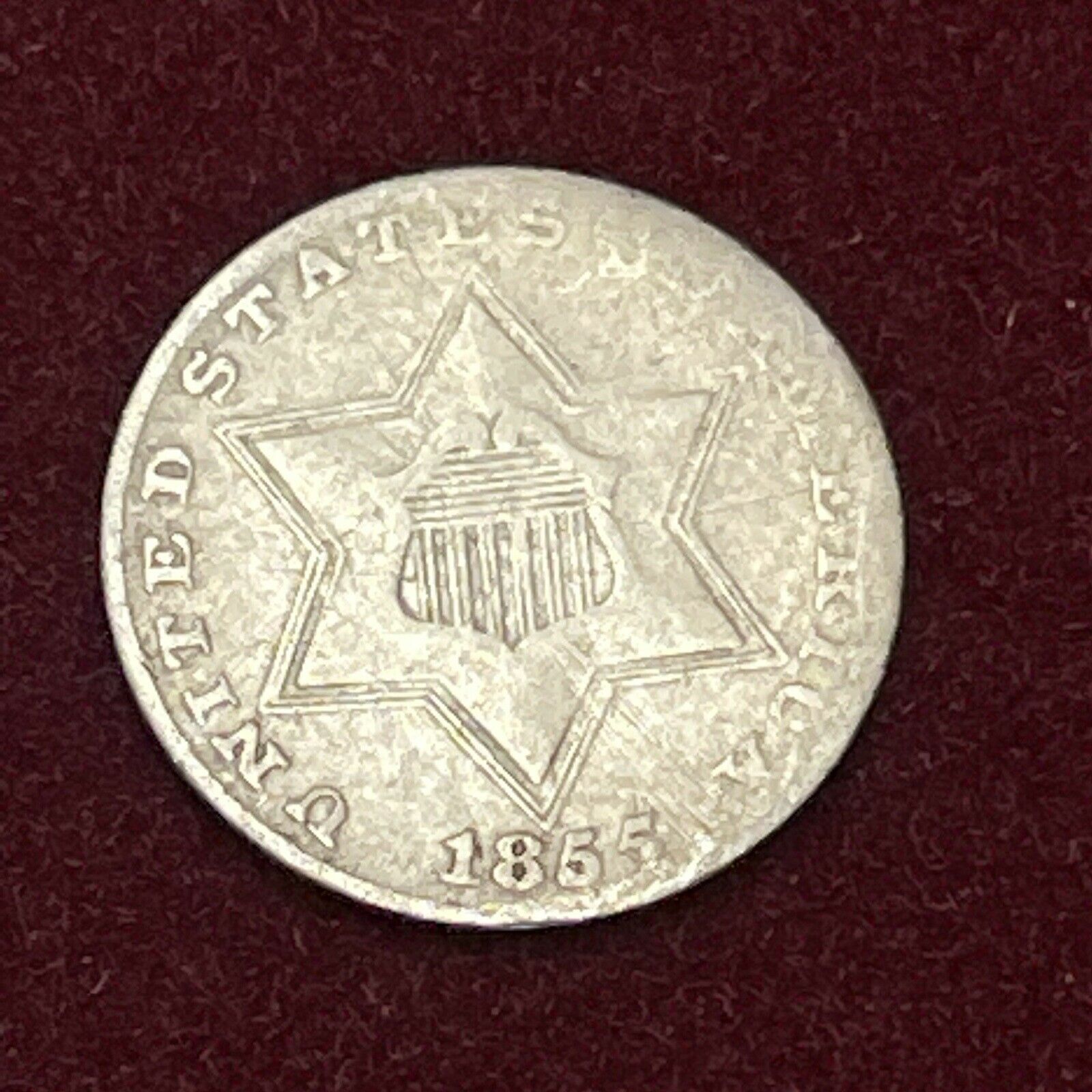 1855 Three Cent Piece Silver Trime 3c Better Grade  Rare Date #34511