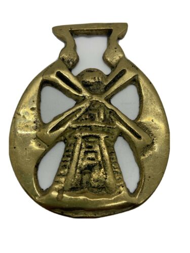 Vintage Rare Windmill Equestrian Horse Brass Medallion Brass Horse Ornament