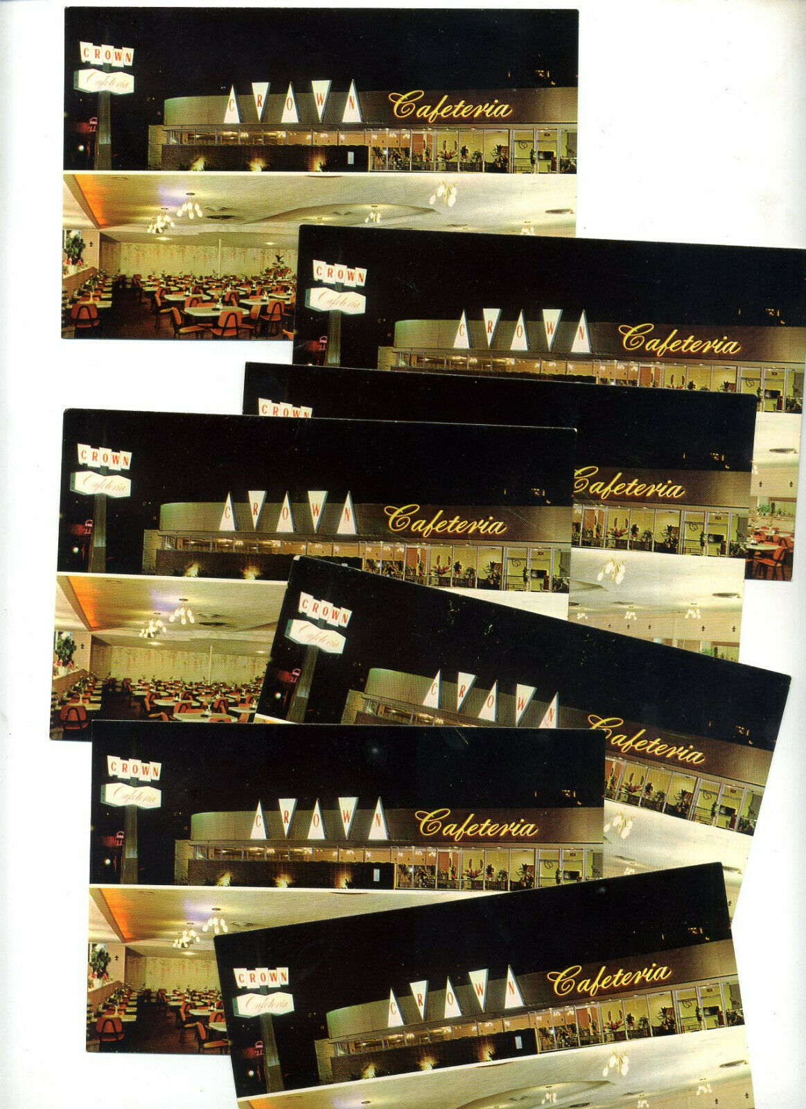 (7) Vintage 1960's Retro Crown Cafeteria Southern Calif. Unused Postcards