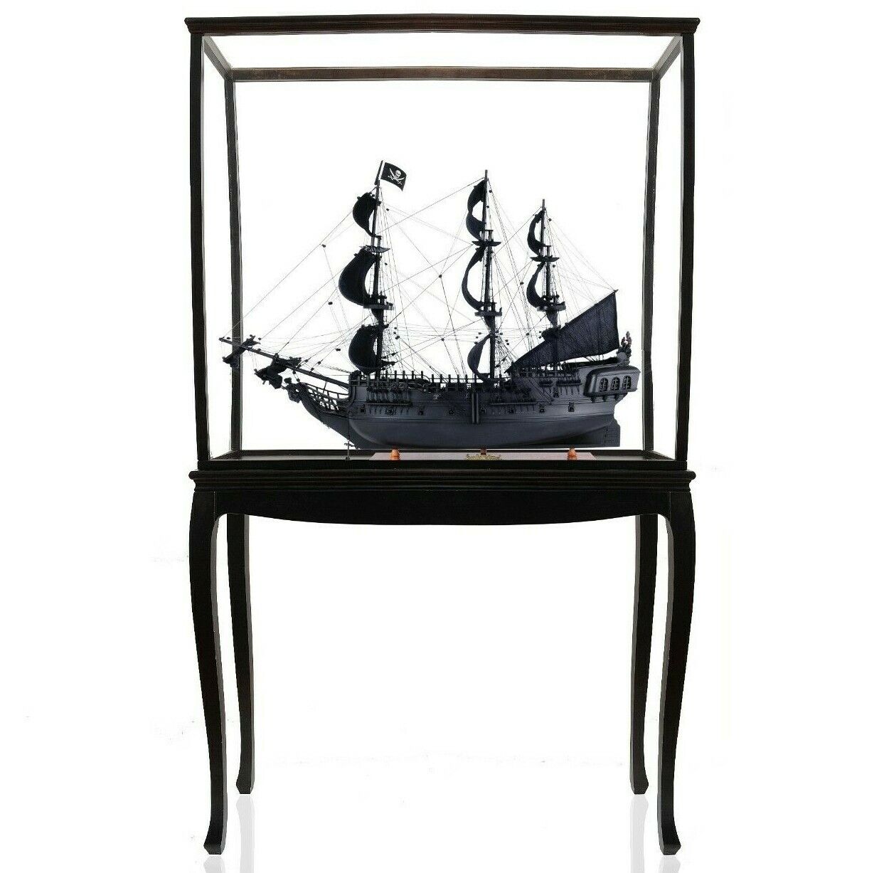 Black Pearl Ship Model And Floor Display Case Set 38inc Pirates Of The Caribbean