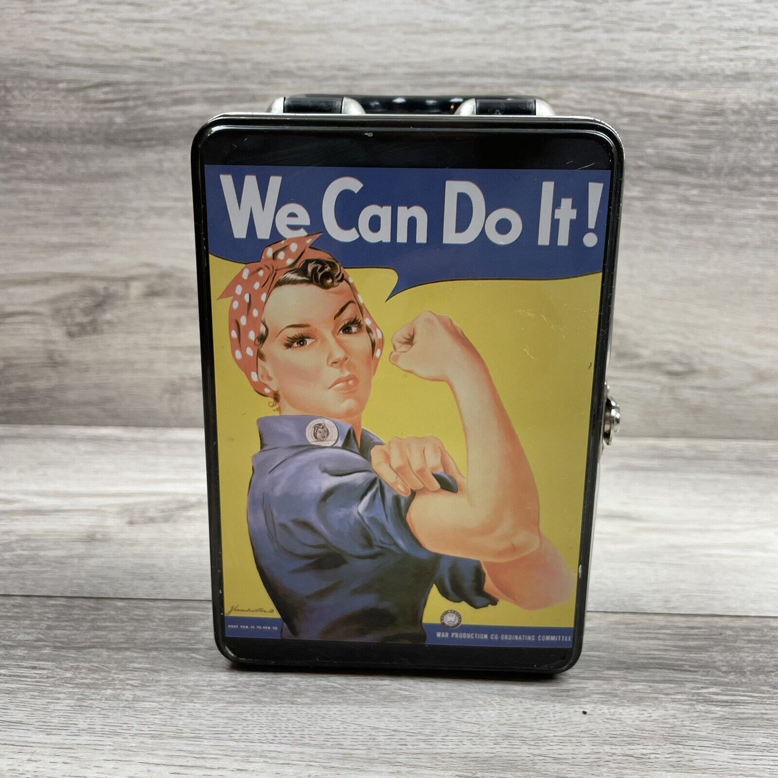 1999 Rosie The Riveter Feminism Metal School Work Box Container Women War 7x5x3”