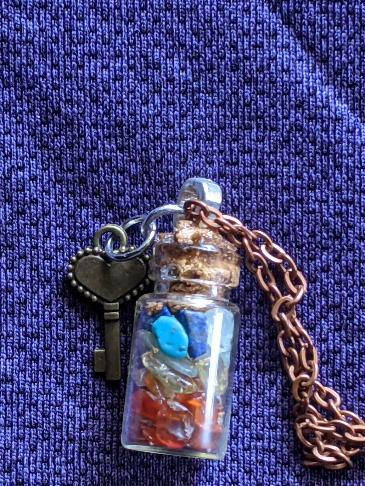 1pc Glass Tube Bottle Vial Chakra Stones Cork Cap Necklace Pendant Charm