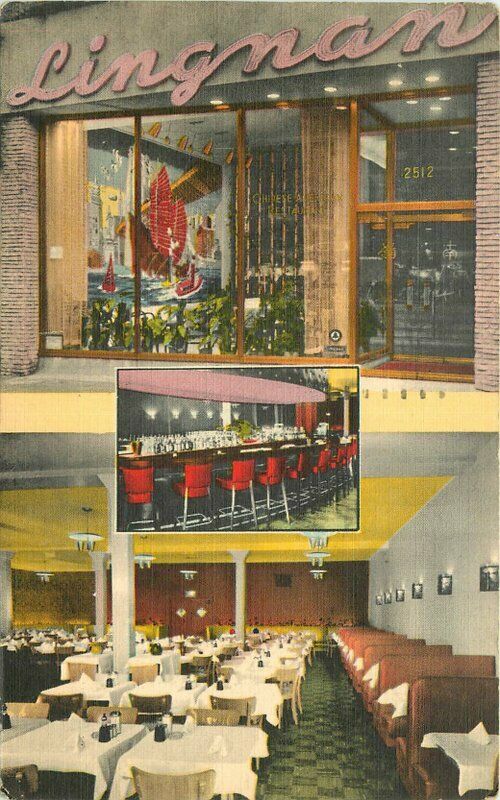 New York City Lingnan Restaurant 1958 Roadside Andres Postcard 21-8708