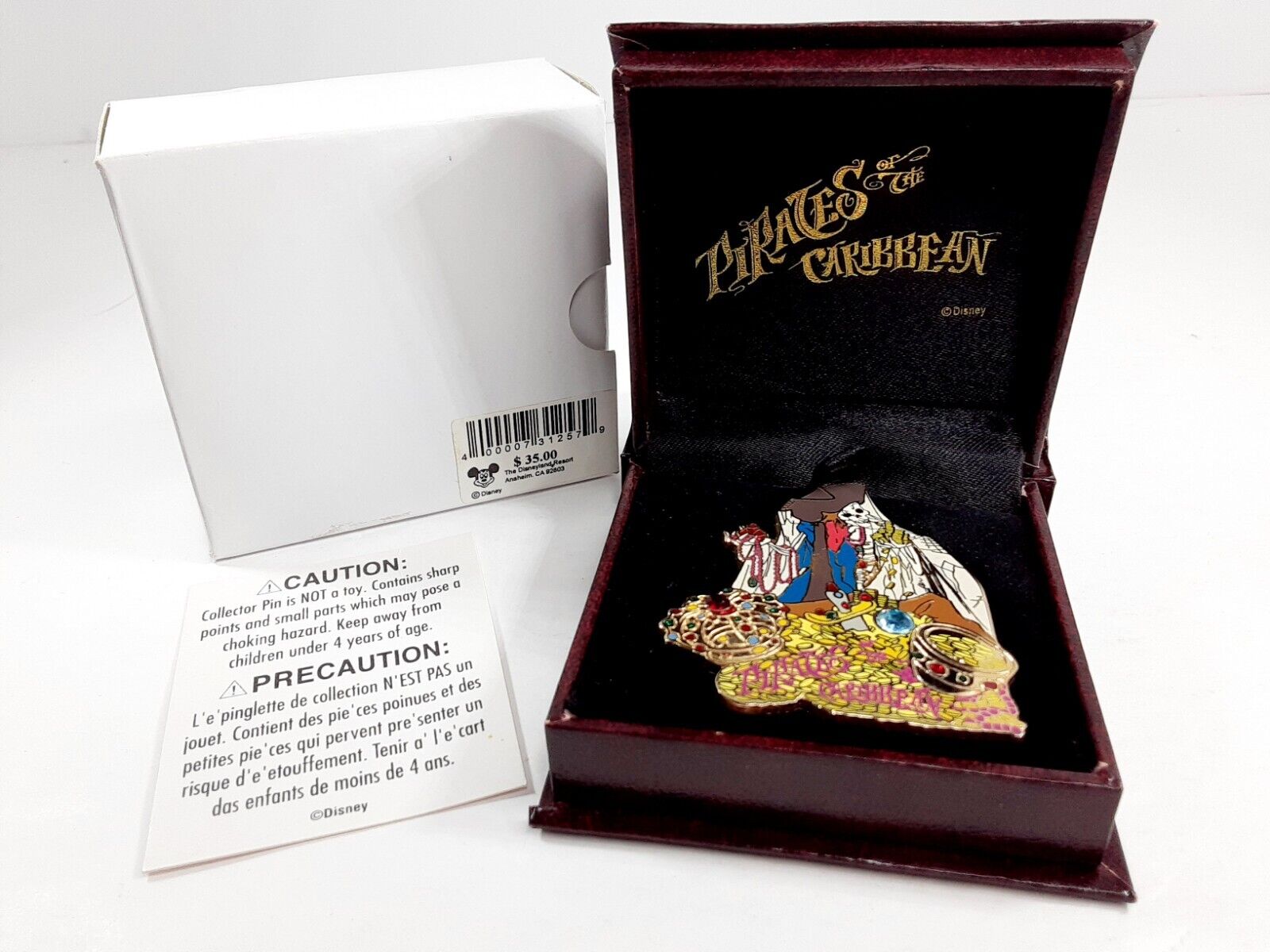 2003 Dlr Pirates Of The Caribbean Skeleton Pirate Gold & Jewels Pin 22649 Le300