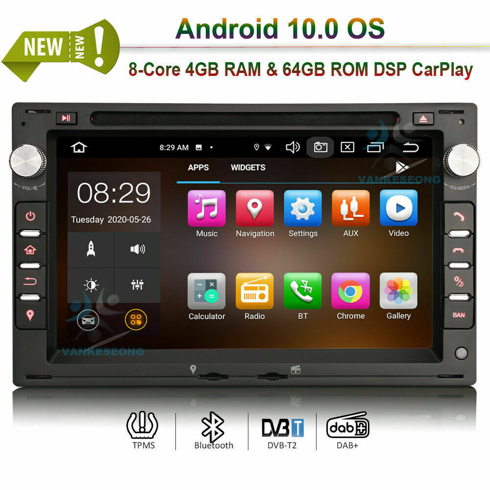 Android 10.0 Car Radio Dvd Stereo Gps Sat Navi For Vw Passat Polo Golf Seat Leon