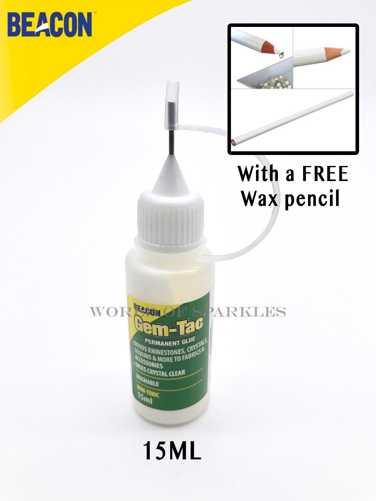 Gem-tac Glue Applying Swarovski Crystals 15ml With 1 Wax Picker Pencil Free