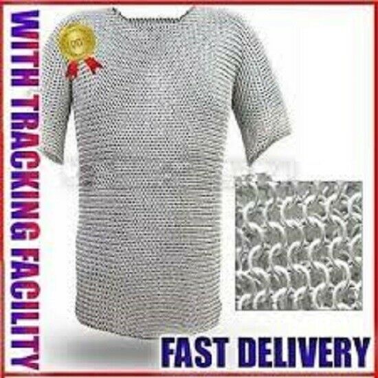 Medieval Aluminium Chainmail Shirt Butted Chain Mail Armor For Role Play For Men
