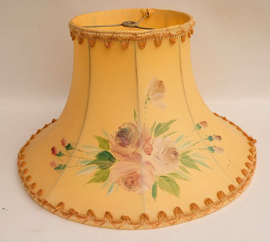 Gorgeous French Chic Shabby Chic Vintage Silk Lamp Shade Hand Painted Signed