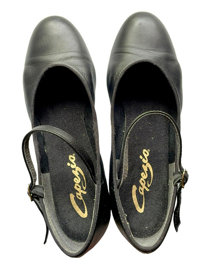 Capezio Womens Leather Jr Footlight 459 Dance Shoes Black Leather Maryjanes 6.5w