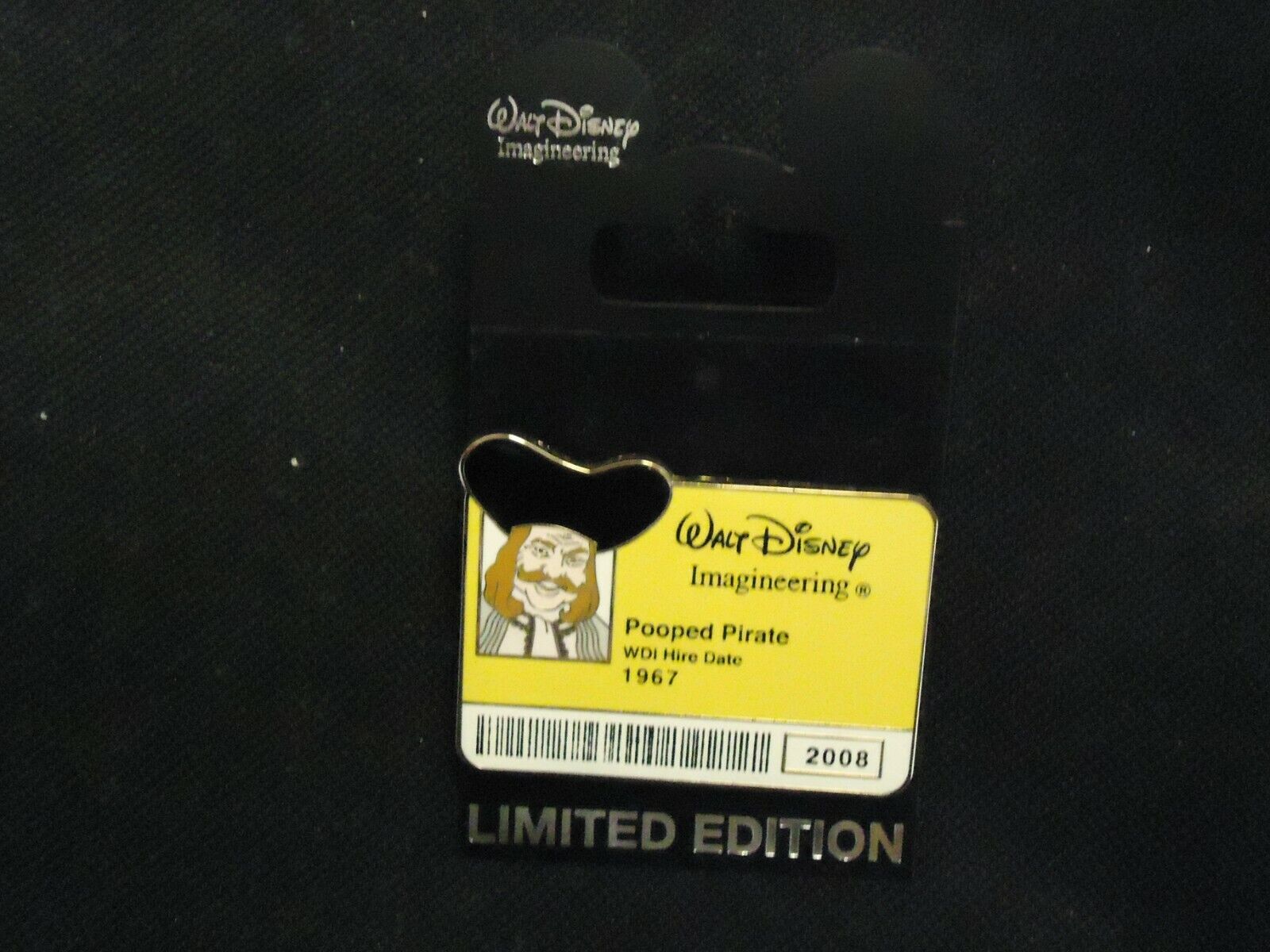 Disney Wdi I.d. Badge Series 2 Pirates Of The Caribbean Pooped Pirate Pin Le 300