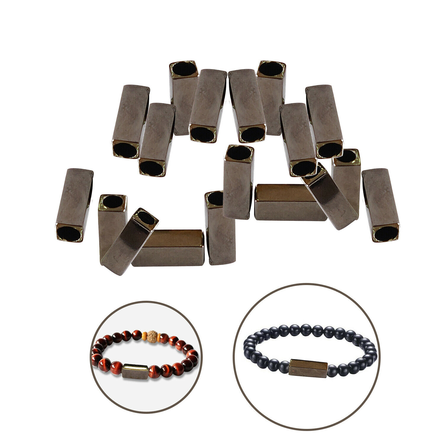 Metallic Black Bugle Beads Rectangle Tube Shape For Bracelets Armlets Arts Craft