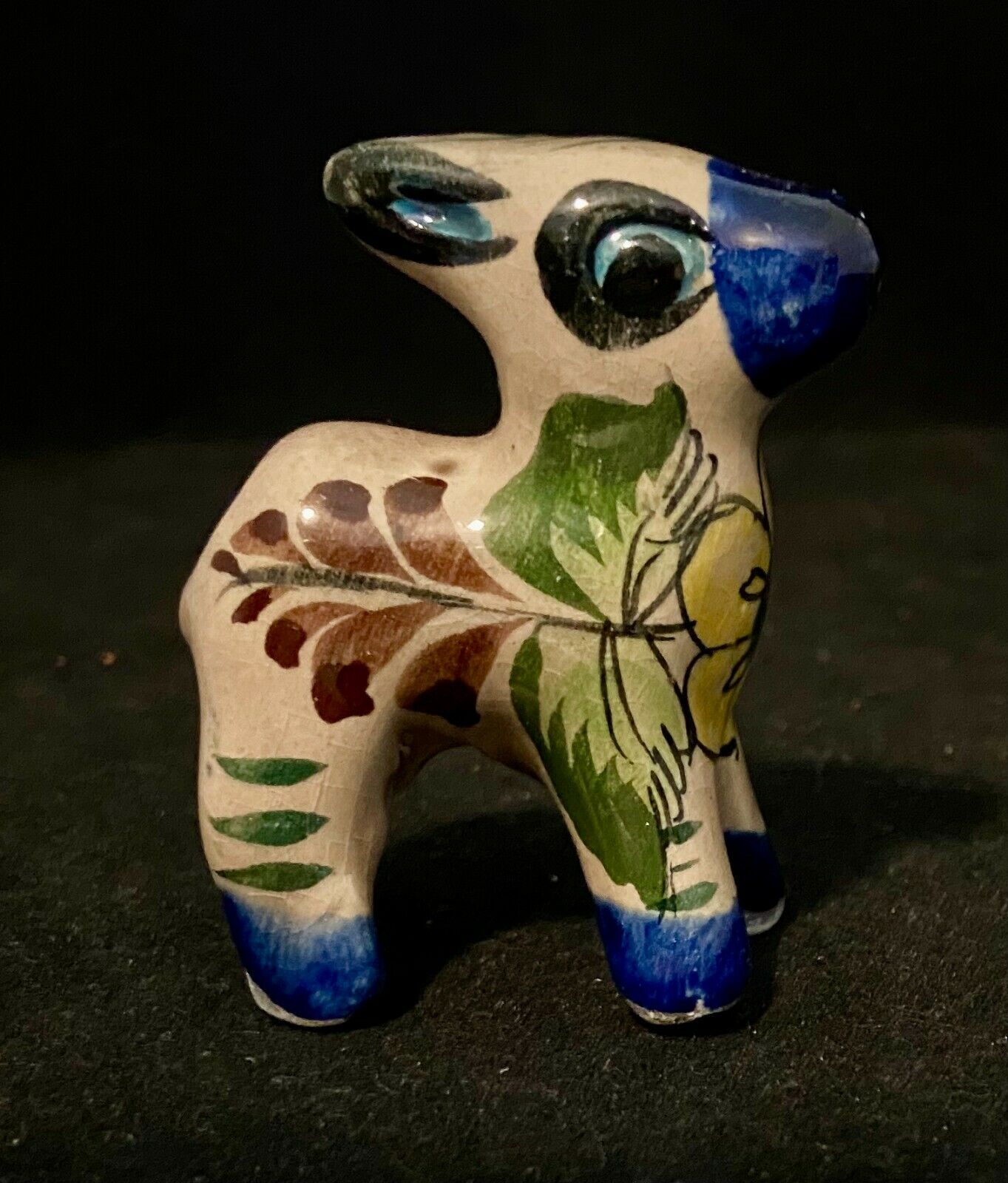 Vintage Mexican Pottery Tonala Donkey Figurine Signed