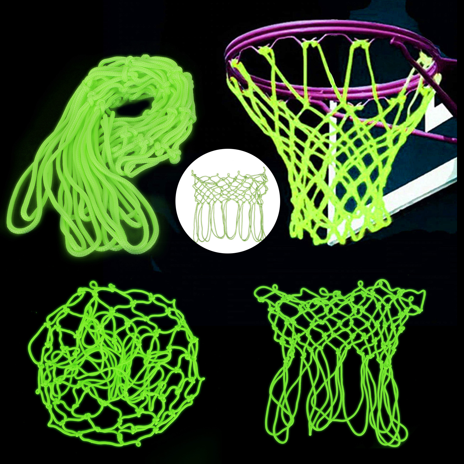 Glowing Basketball Net Outdoor Training Luminous Mesh Nylon Basketball Hoop Net