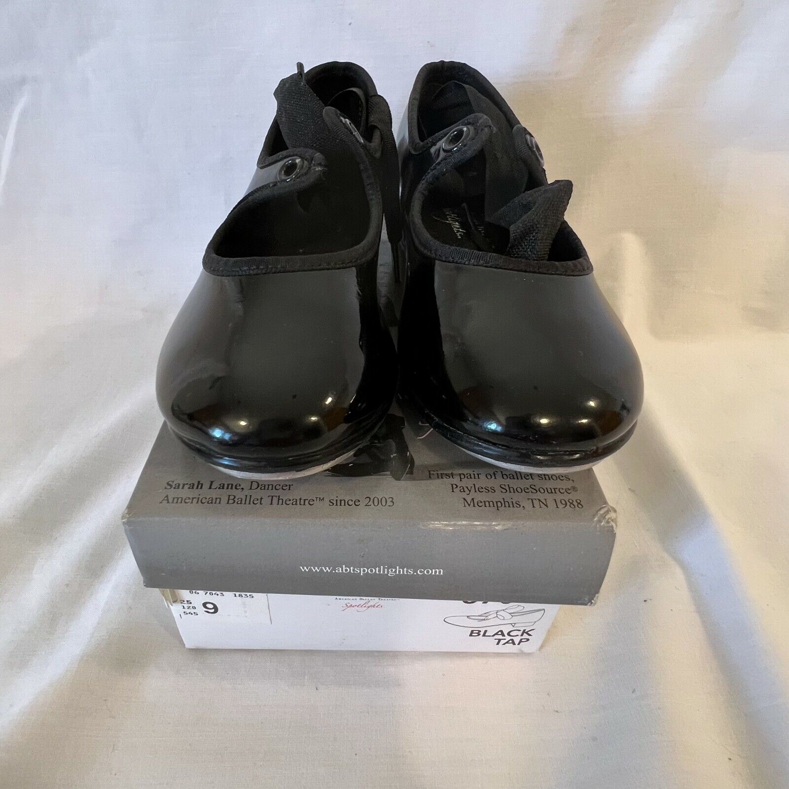 Abt American Ballet Theater Spotlights Girl Tap Dance Shoes Black Patent Us 9