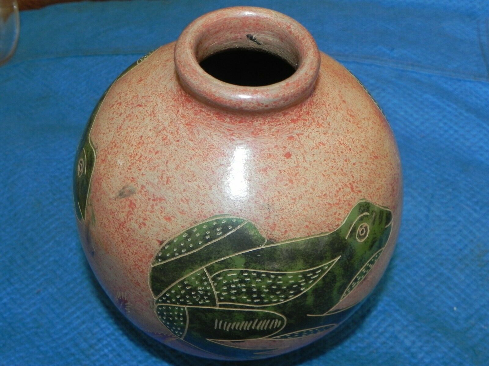 Vintage Clay Pottery Southwest Ceramic Vase - Glazed & Textured