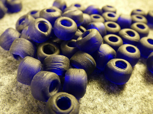 (10) Crow Indian Cobalt Blue Padre Glass Trade Beads 150+ Years Old