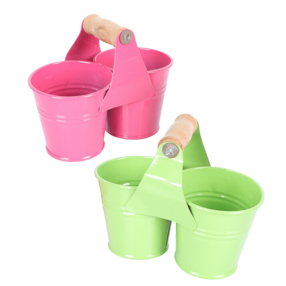 2pcs Creative Elaborate Iron Buckets Flower Buckets For Garden Home
