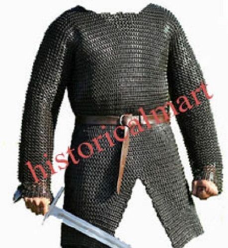 9mm Chainmail Shirt Medieval Hauberk Large Armor Flat-riveted-with-washer