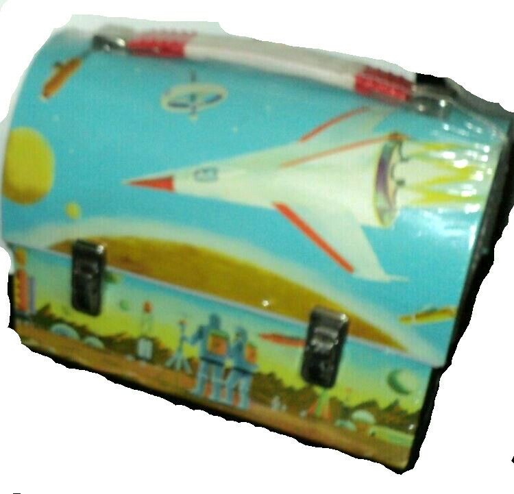 Repro Domed Metal Space Lunch Box  Moon Landing Spaceship Ufo Rocket
