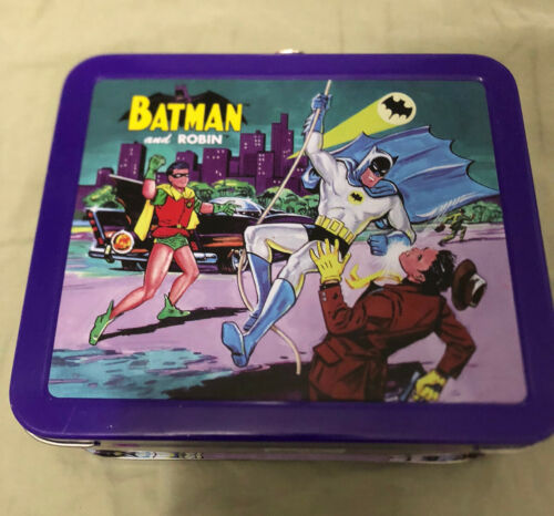 Batman & Robin School Days Mini Lunch Box 5" X 6" Hallmark Euc