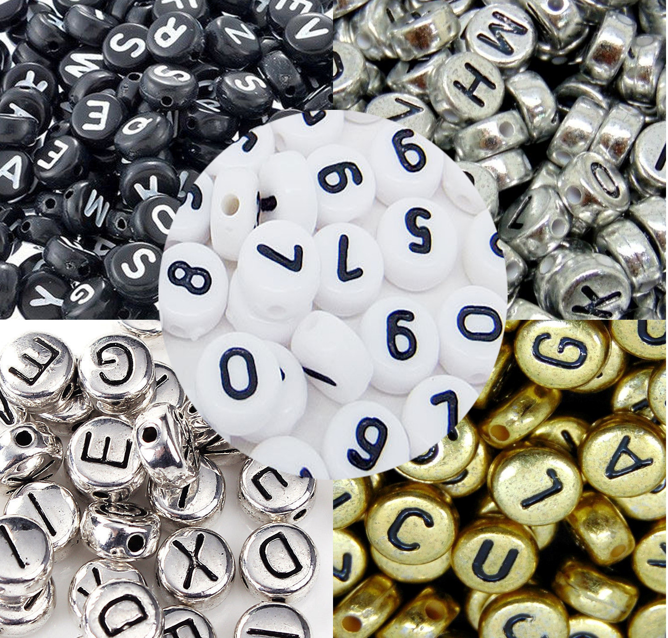 100pcs Acrylic Flat Round Letters Beads & Number For Arts Crafts Jewellery 6mm