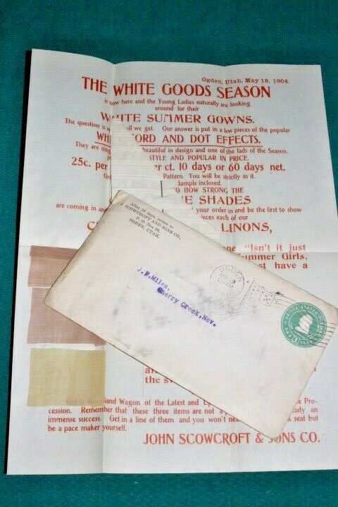 #s468,cover,flyer(scowcroft),cloth Samples,ogden Ut To Cherry Creek Nv 1904