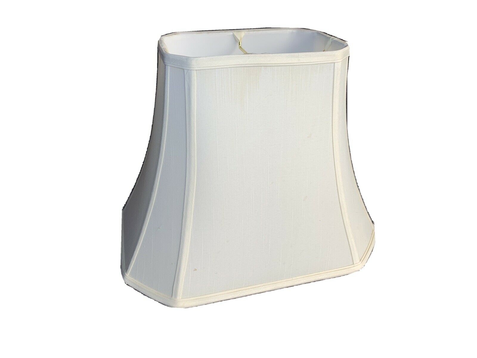 Vintage Tapered Lampshade White Off White Linen-look Square Octagon 10.5” Tall