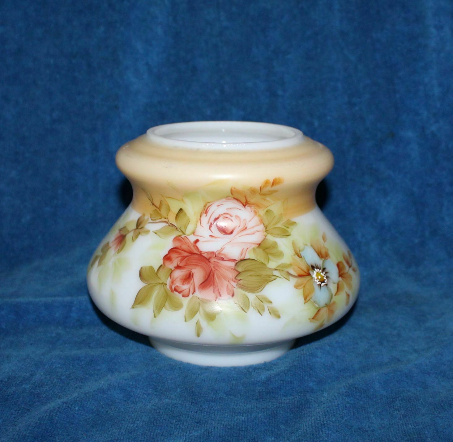Vintage Hand Painted Oil Lamp Glass Globe Shade