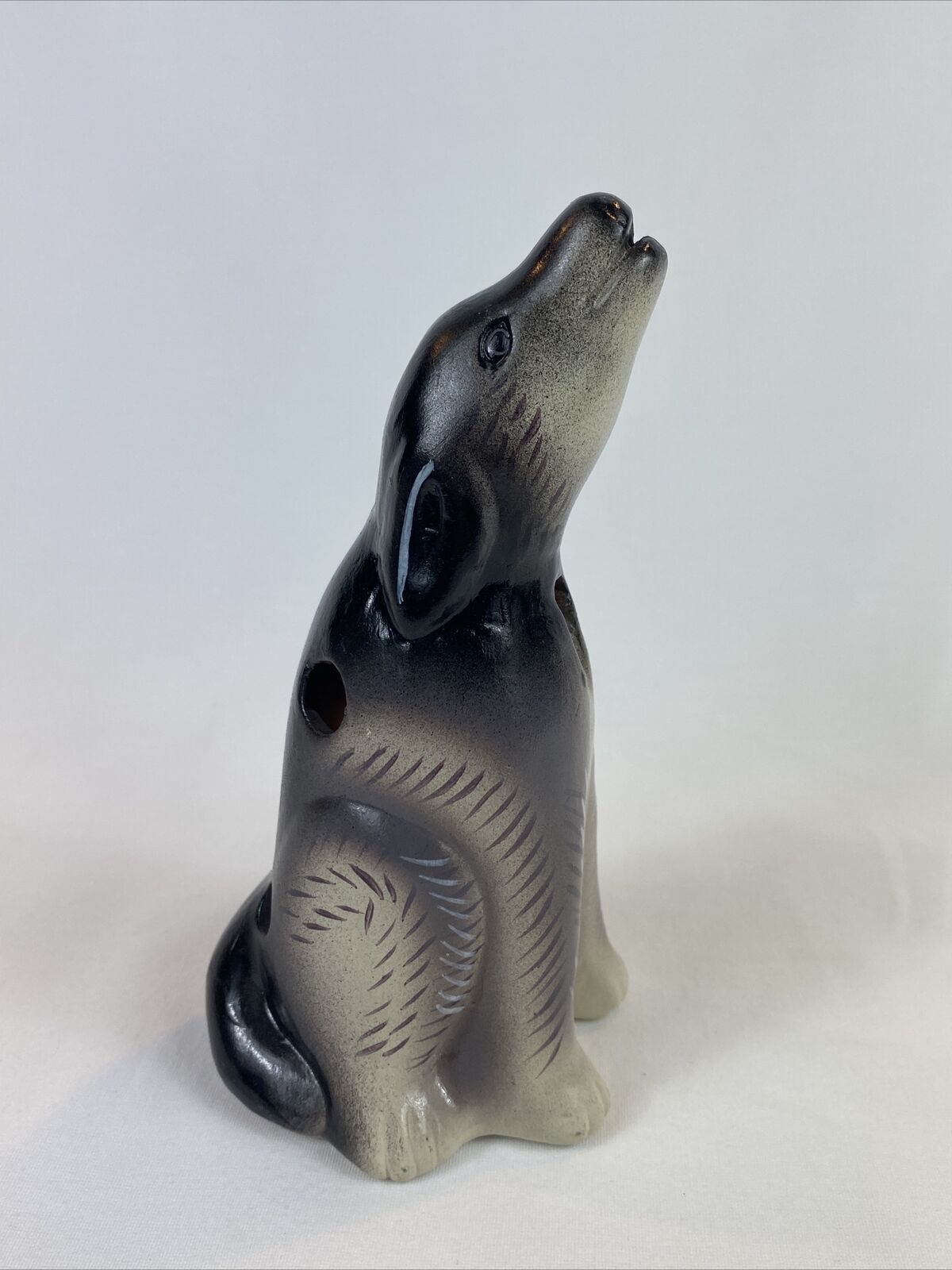 1995 Pottery Wolf Flute 5” Tall