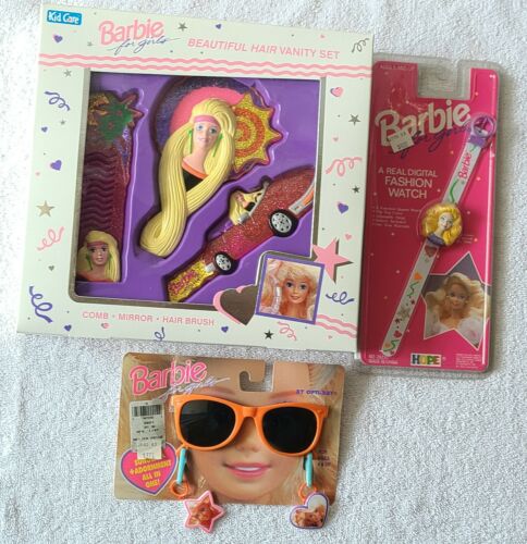 1994 Mattel Barbie For Girls Hair Vanity Set + Fashion Watch & Sunglasses