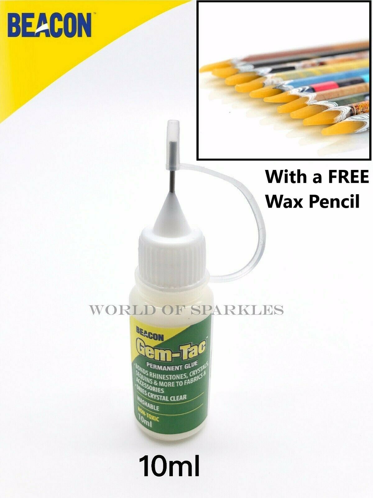 10ml Gem-tac Glue For Applying Swarovski Crystals With Free 1 Wax Picker Pencil