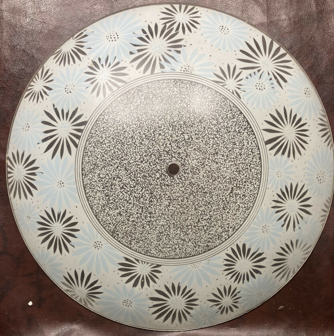 Vintage Mcm Glass Ceiling Light Shade Flower 17” Diameter Round Mid Century