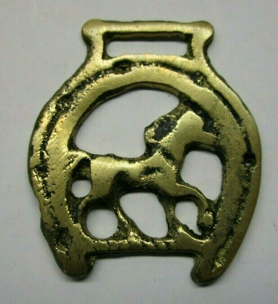 Vintage Brass Horse Medallion Horseshoe
