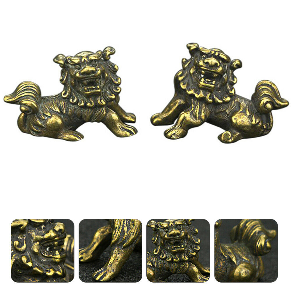 1 Pair Nice Chic Feng Shui Decor Lion Ornament For Home Inside
