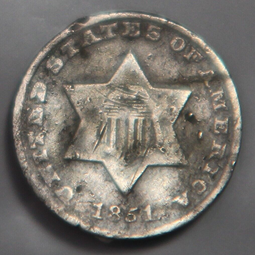 1851-o Three Cent Silver Piece, Key Date 220045